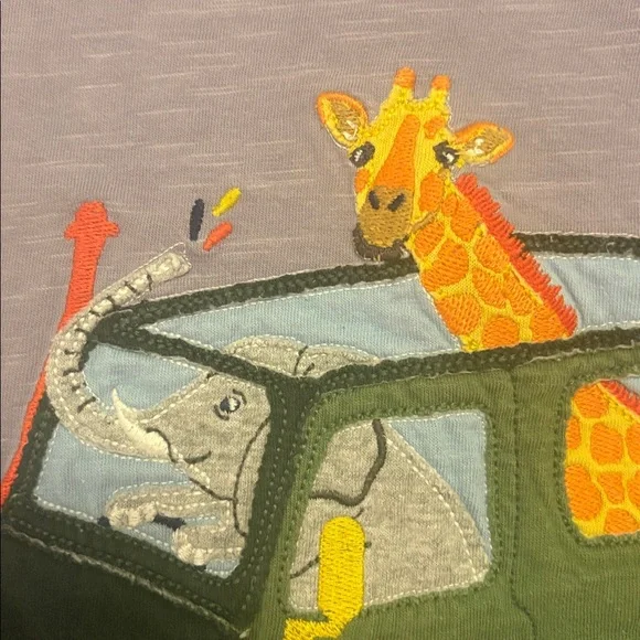 Mini Boden Lavender T-Shirt with Animals in a Car - Picture 2 of 3